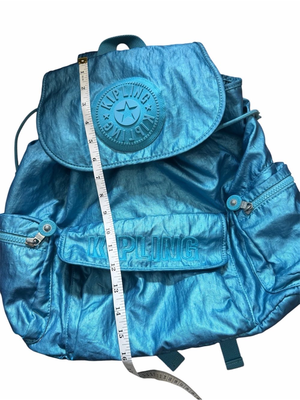 Kipling Back Pack Metallic Blue 18” Long CLEAN Inside